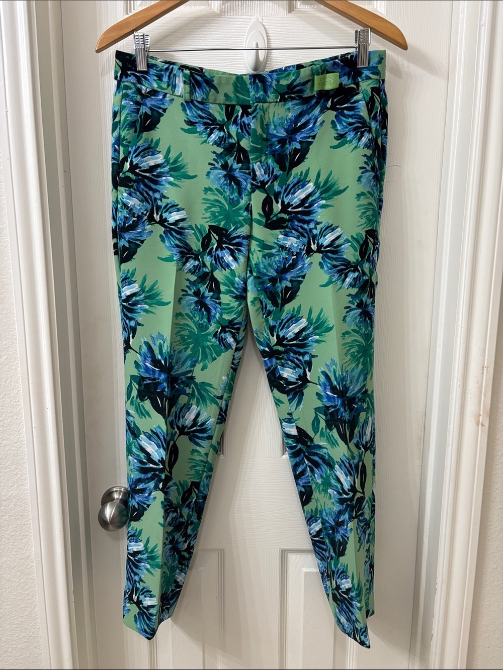 Banana Republic Avery Green Pants with Blue Floral Print